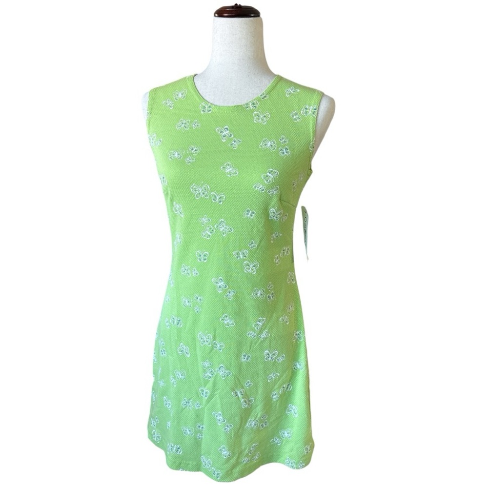 NWT vintage midi dress like green with butterfly print